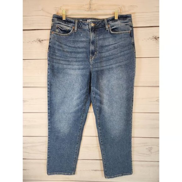 Denim - Sonoma Women's Blue Solid Cotton High Rise 5 Pockets Straight Leg Jeans Size 16